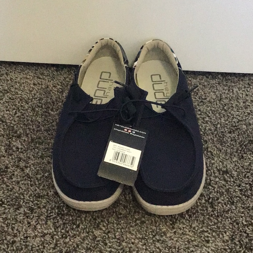 Brand new Hey Dude women’s Wendy funk chambray navy size 9